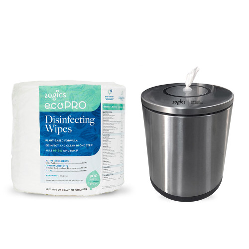 Zogics ecoPRO disinfecting wipes, 4 rolls and 3,200 wipes total, made in the USA
