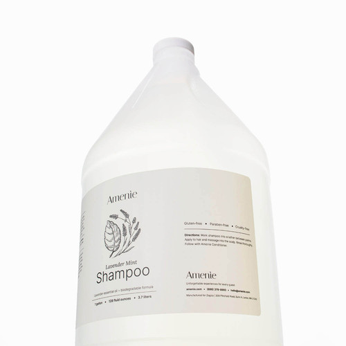 Amenie Salon lavender shampoo gallon bottle with lavender and natural ingredients