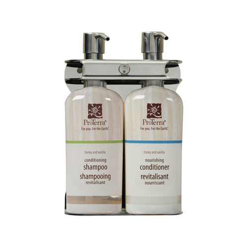 Aquamenities Double Amenity Station Fixture With ProTerra Shower Bottles