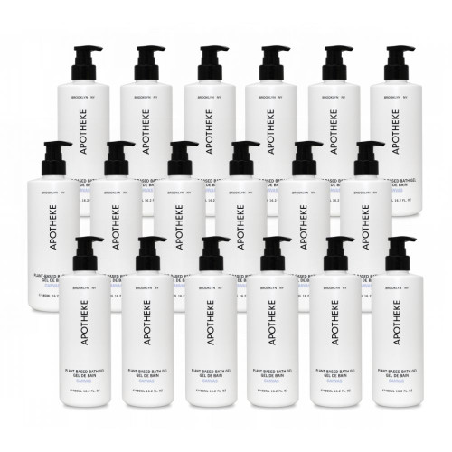 Case of 18 Apotheke Canvas Bath Gel bottles in 16 oz refillable size