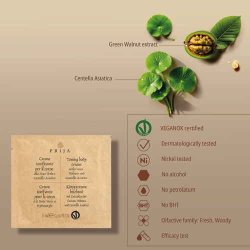 Italian sachet body cream with plant-based formula for nourishing and hydrating skin