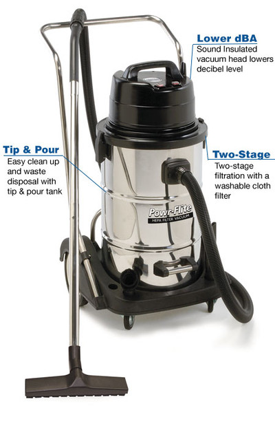 Powr-Flite Wet Dry Vacuum 20 Gallon Dual Motor with Stainless Steel Tank