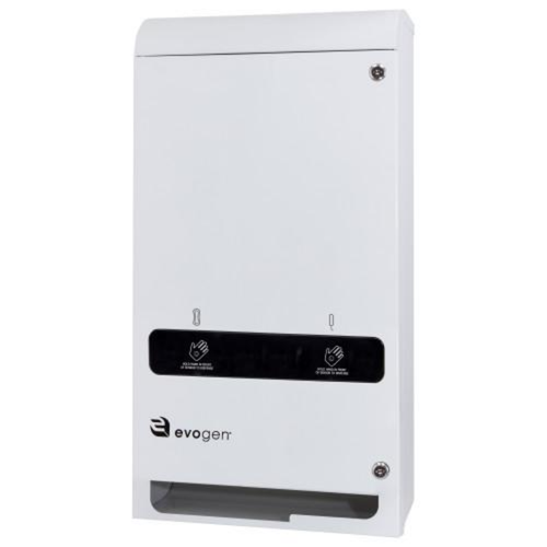 Evogen EVNT3 No-Touch Dual Sanitary Napkin & Tampon Dispenser in White metal
