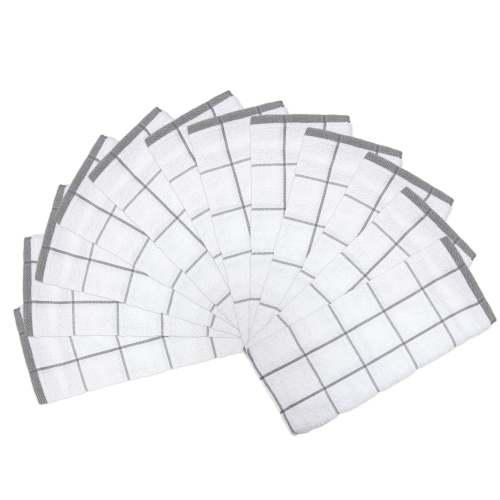 100% cotton tea towels, 12 towels per pack and 144 towels per case