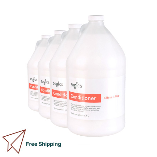 Zogics plant-based conditioner 4-pack with recyclable packaging and gentle formula