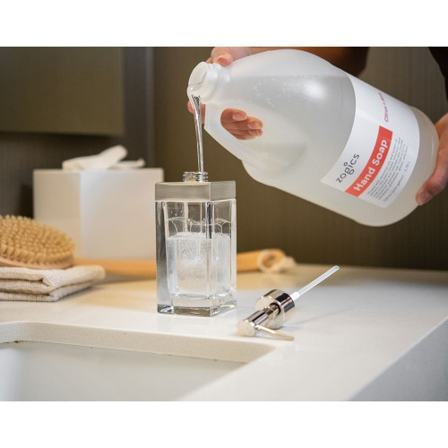 Zogics eco-friendly hand soap in 1-gallon BPA-free bottle for hotel and spa dispensers