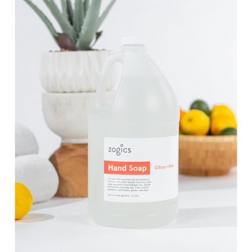 Zogics plant-based hand soap gallon with botanical ingredients