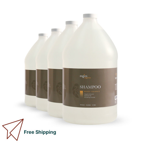 Zogics Honey Coconut Shampoo case of 4 one-gallon BPA-free recyclable bottles