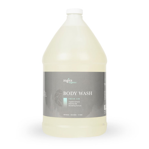 Zogics organic body wash gallon with recyclable packaging
