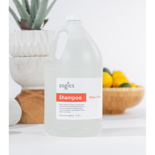 Zogics enriching shampoo with citrus eucalyptus scent and scalp-nourishing ingredients