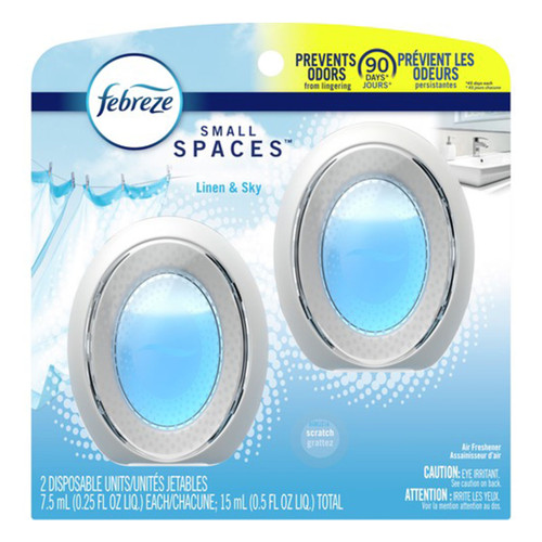 Febreze Small Spaces Linen and Sky 2-pack air freshener with compact design