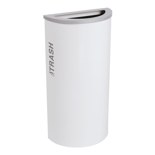 Ex-Cell Kaleidoscope 8-gallon half round trash can in white powder-coated steel