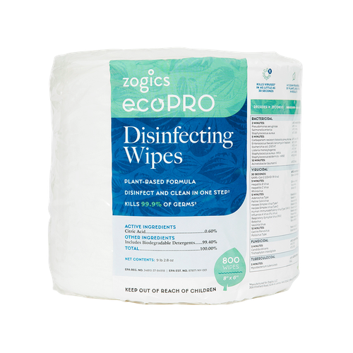 Zogics ecoPRO Disinfecting Wipes with citric acid-based formula