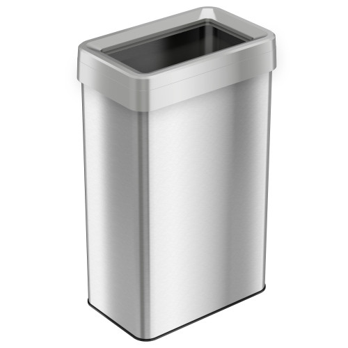 Open Top 16-21 Gallon Stainless Steel Rectangular Trash Can | HLS