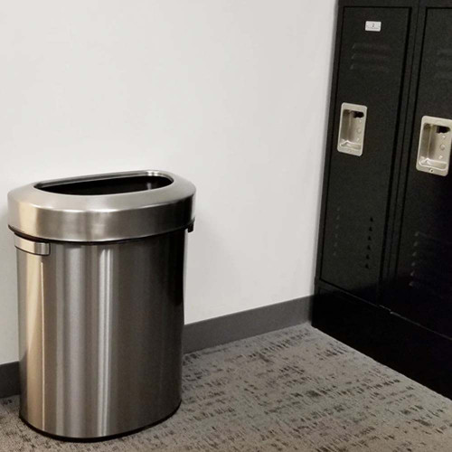 Open Top 18 Gallon Stainless Steel Semi-Round Trash Can | HLS