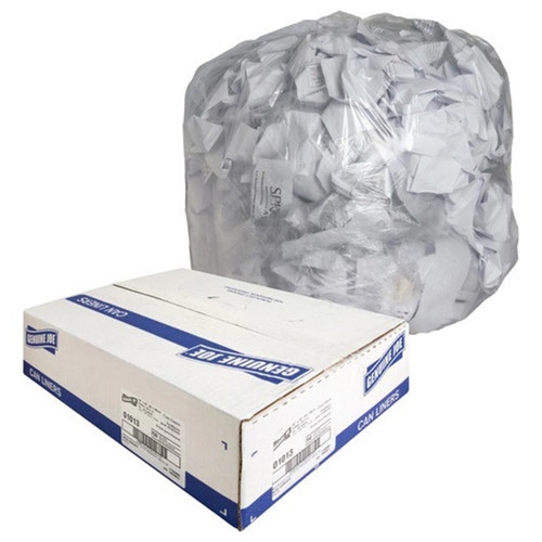 Box of Genuine Joe 33-gallon trash bags with star seal and coreless roll format