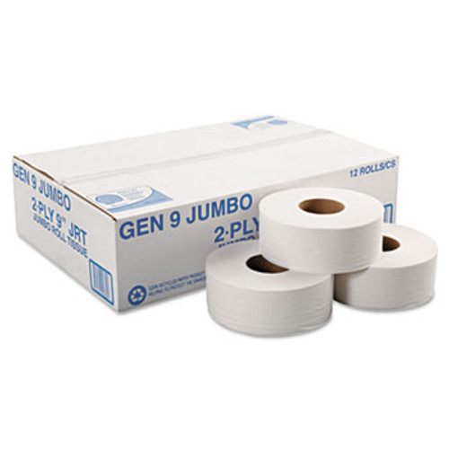 Case of 12 General Supply 2-ply jumbo roll toilet paper for commercial restrooms