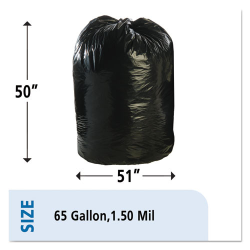 Stout Total Recycled Content Trash Bags, 65 Gallons, 1.5 Milliliters, 50 x 51, Black/Brown, 100/Carton