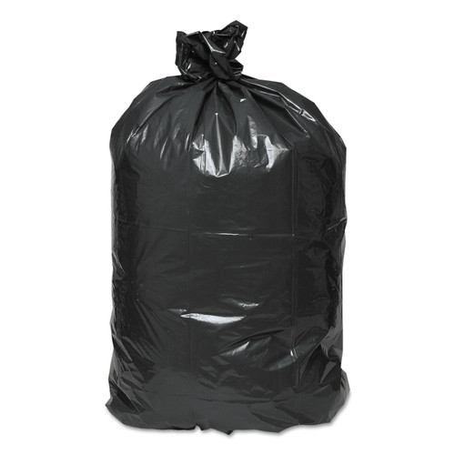 33-gallon black recycled LDPE trash liner roll for commercial hospitality use