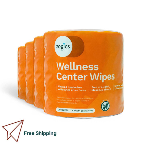 Zogics Wellness Center Cleaning Wipes case with free shipping badge