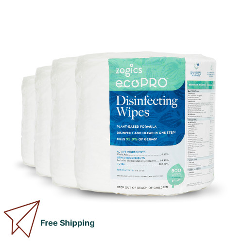 Zogics ecoPRO wipes for gym equipment and hard non-porous surfaces