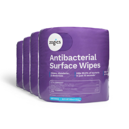 Zogics Antibacterial Surface Wipes 4-roll case, 3,200 wipes, EPA registered quaternary formula
