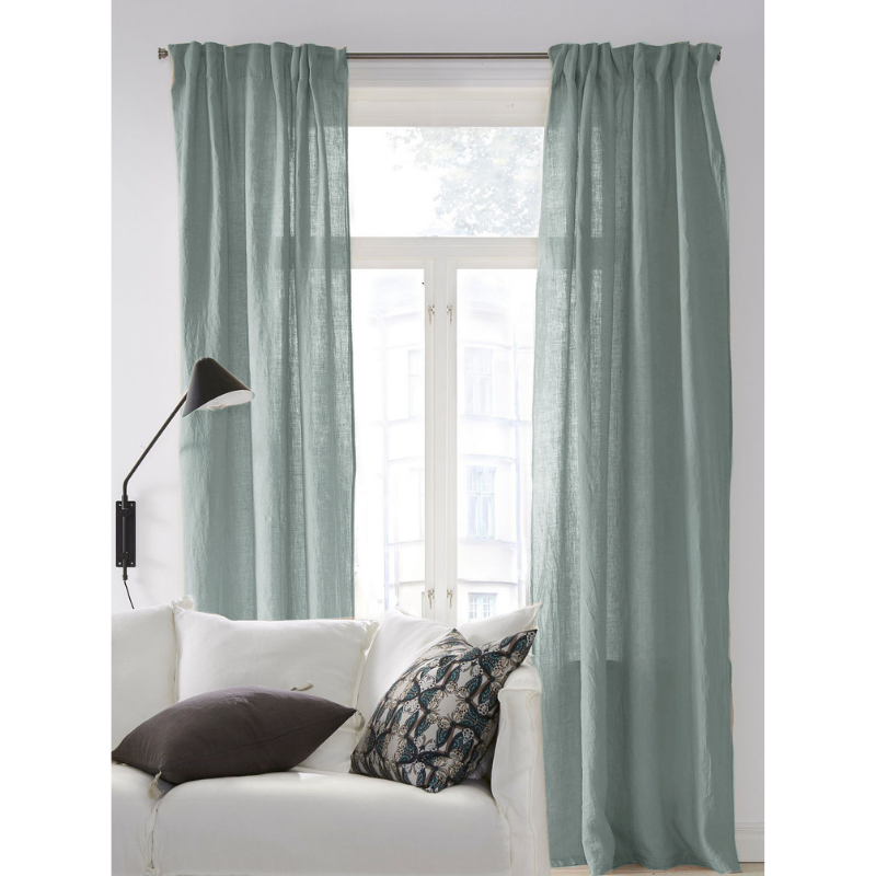 green curtains