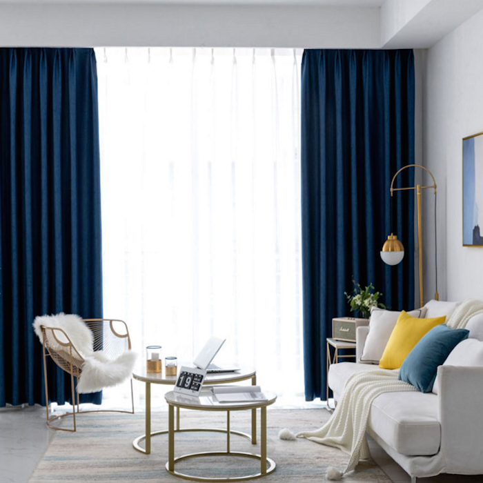 navy blue curtain