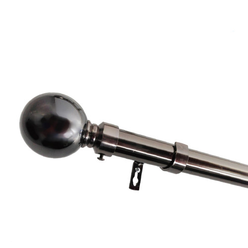 Extendable Curtain Rod Set Long Black Chrome