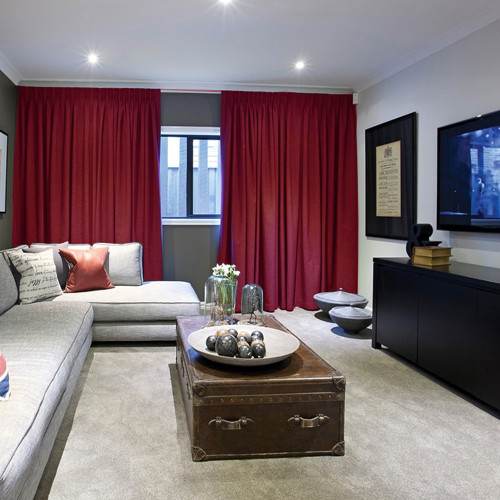 Red Home Theatre Media Room Curtains - Portsea