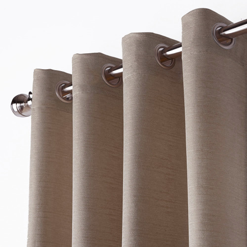 COAST Textured  Blockout Eyelet Curtain Panel Faux Silk Taupe