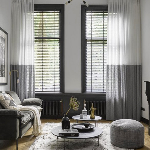 Designer Custom Sheer Curtains Bristol White Grey