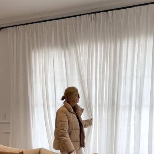 Vintage Linen 100% Pure Linen White Curtain