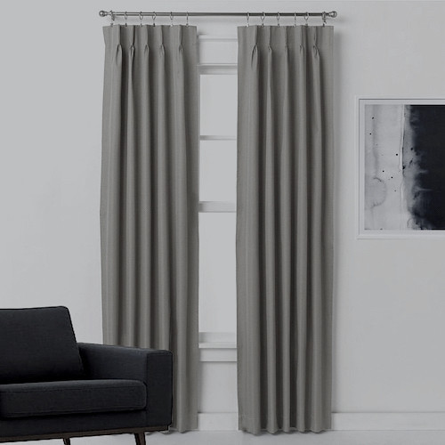ARIZONA Blockout Pinch Pleat Curtain Pair CHARCOAL 106cm x 213cm