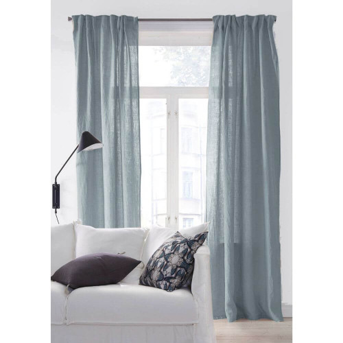 ANTON Linen Style Ready To Hang Curtain Panels for Rod or Track Pale Blue