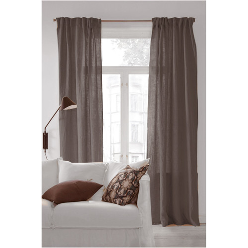 ANTON Linen Style Ready To Hang Curtain Panels for Rod or Track Walnut Brown