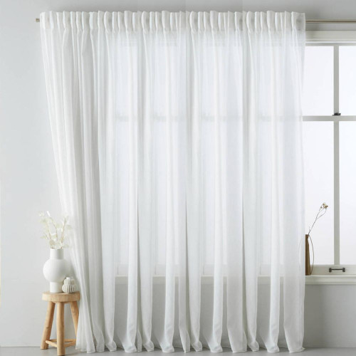 Cotton Look Voile Sheer White Curtain for Rod or track