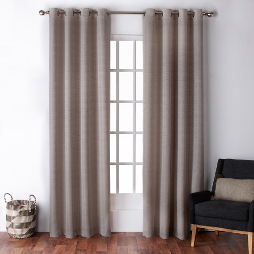 COAST Textured  Extra Wide Blockout Eyelet Curtain Panel Faux Silk Taupe