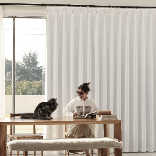 Morris Custom Made Blockout Off White - Pinch Pleat Curtain