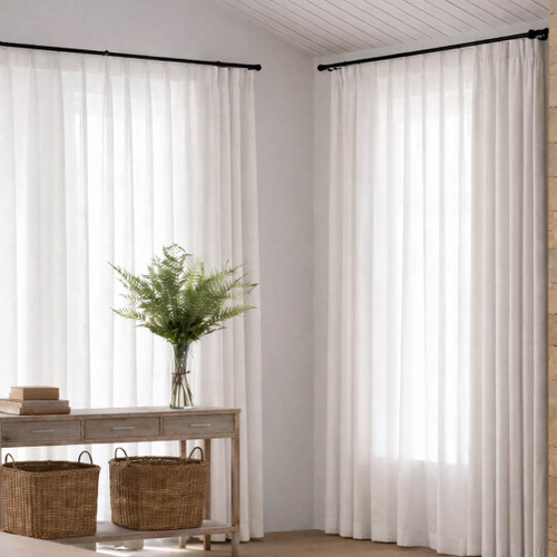 Bronte White Sheer Pinch Pleat Curtain Quickfit