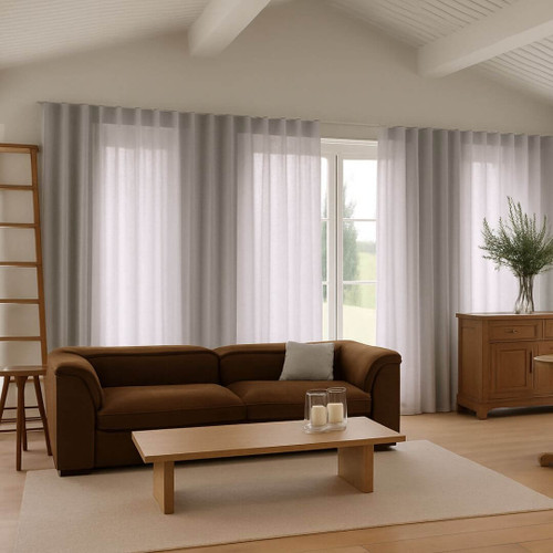 Capri Light Grey Sheer Curtain Quickfit 