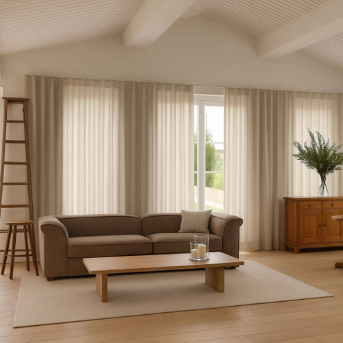 Capri Beige Sheer Curtain Quickfit