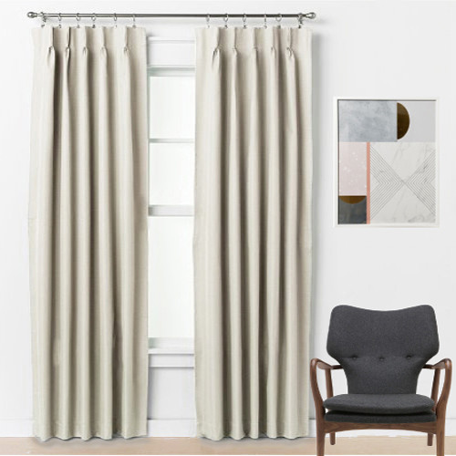 Bond 250cm Drop Pinch Pleat Room Darkening Soft Drape Curtains EGGSHELL