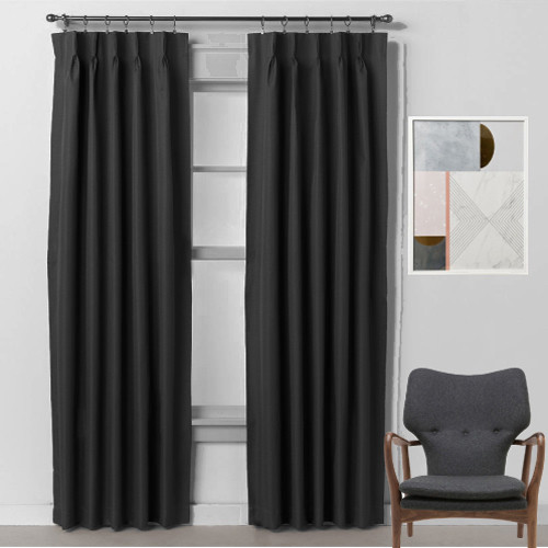 BOND Pinch Pleat 250cm drop Room Darkening Curtains BLACK | 3 Sizes!
