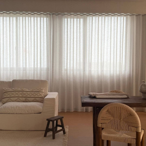 Abbey White Sheer S-fold Custom Made Curtains Lounge 2