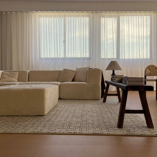 Abbey Parchment Sheer S-fold Custom Made Curtains Lounge 1 
