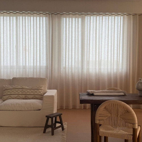 Abbey Parchment Sheer S-fold Custom Made Curtains Lounge 2 