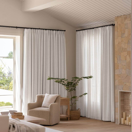 Bronte Blockout Custom Made Pinch Pleat Curtains White 