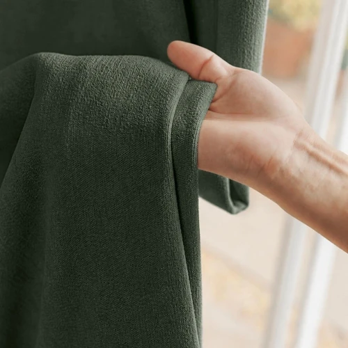 Minky Olive Room Darkening Custom Curtain Hand