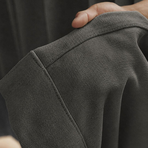 Minky Slate Room Darkening Custom Curtain Hem